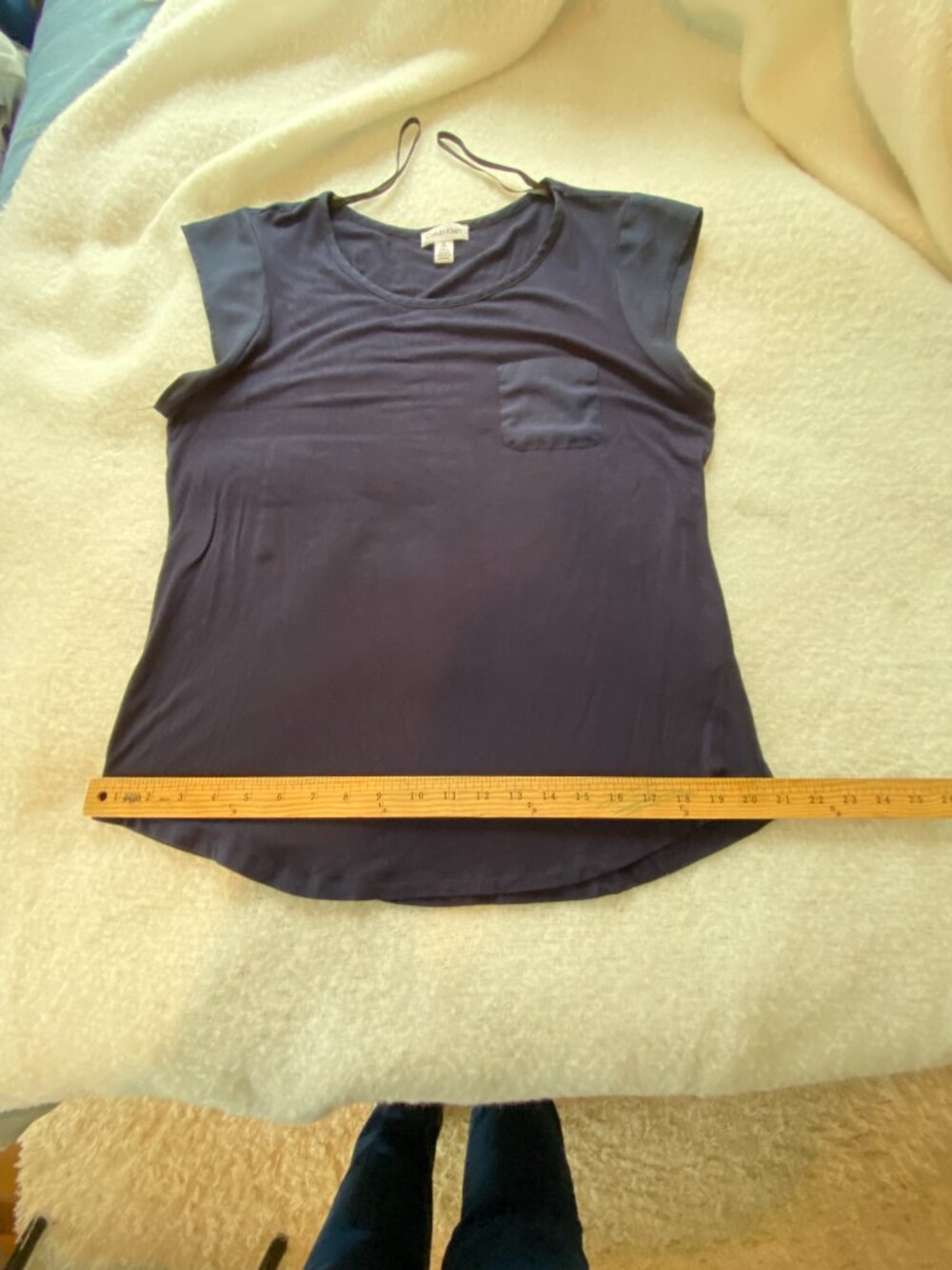 Calvin Klein‎ Womens Navy Blue Cap Sleeve Pocket High-Low Hem Top Size L - Picture 8 of 11